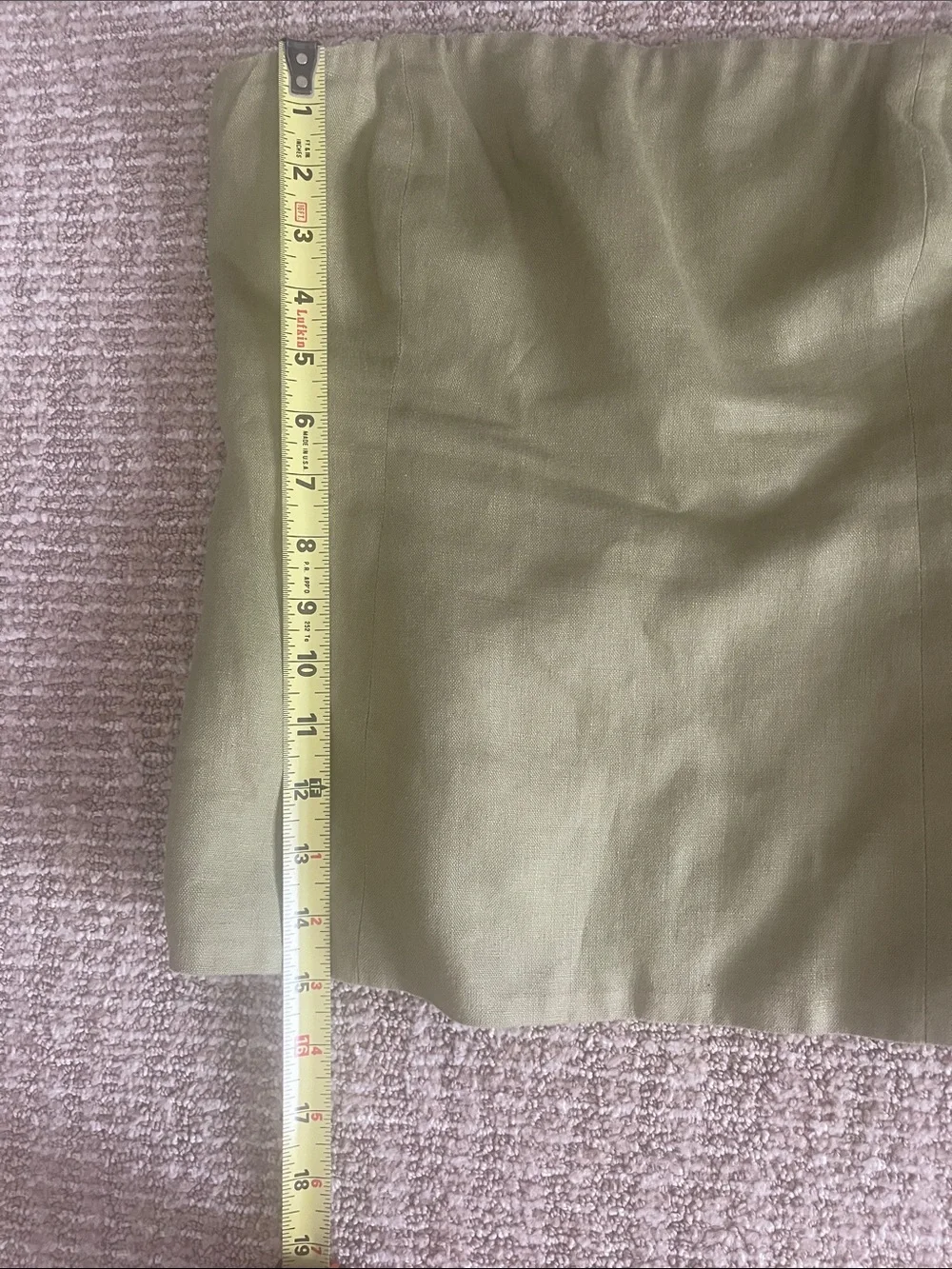 Reformation Iskra Two Piece Olive Strapless Top with Cream Satin Midi Skirt Set